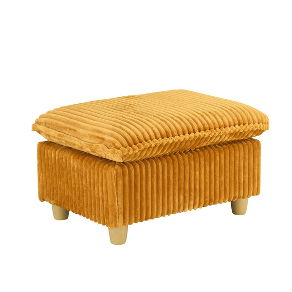 English Elm This single-seat corduroy sofa with ottoman and pillows — compact lounge chair for cozy reading nooks and naps Yellow W1658S00121