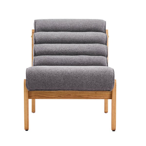 English Elm Fluffy Shearling Accent Chair Plush Tiered Back Solid Wood Frame Cozy Reading Nook Dark Gray,Natural N767P366257G