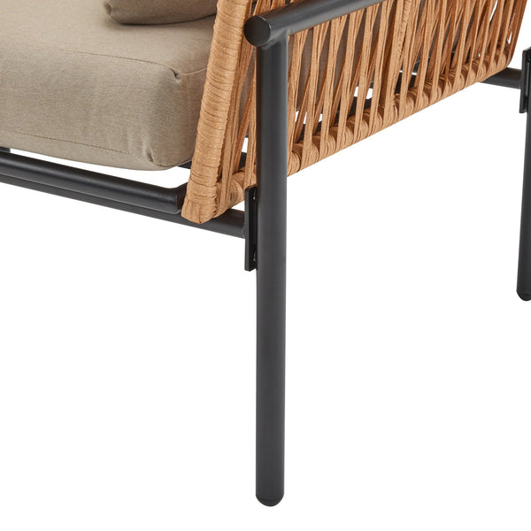 English Elm Christopher Knight Home® - [Set Of 2] 36" Beige Rope Iron Lounge Chairs With Cushions - Perfect For Indoor & Outdoor Spaces N767P237035N_2