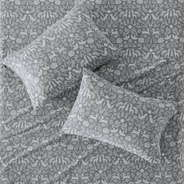 English Elm 4 Pieces Queen 100% Cotton Flannel Sheet Set - Cozy Sage Winter Fauna Print For Ultimate Comfort B035P381338