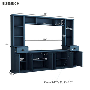 English Elm Minimalist Modular Wall Unit Four Piece Entertainment System Fits Tvs up to 75 Inches SD000031AAC