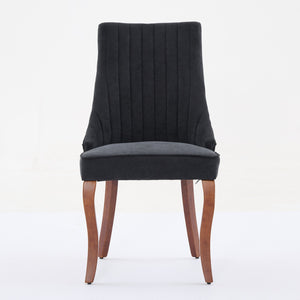 English Elm Rayon High-Back Dining Chair Set with Plush Flocking Upholstery, Rebound Sponge Comfort, Solid Wood Legs Black W1143P233646