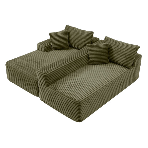 English Elm 105'' Modular Corduroy Sectional with Deep Cushions and Ottoman for Living Room W1117S00325