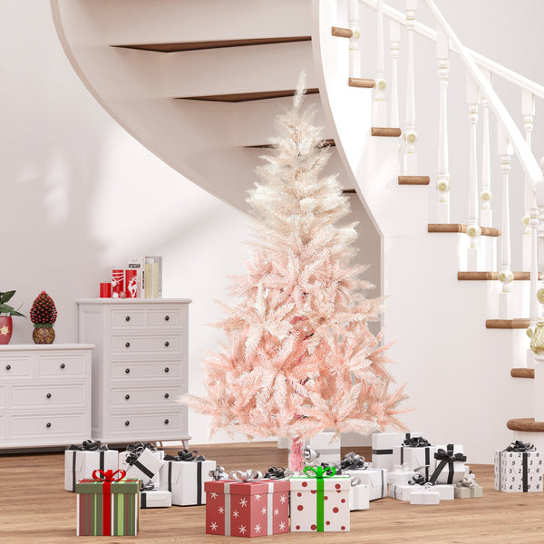 English Elm Homcom 6Ft Pink Unlit Spruce Christmas Tree With 800 Tips - Realistic, Customizable & Durable Décor W2225P229761