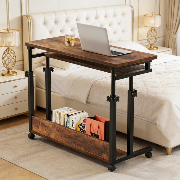 English Elm Office Rolling Desk Height Adjustable Standing Workstation with Keyboard Tray Small Spaces T3971P448243