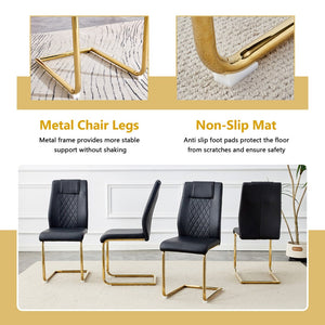 English Elm Table and Chair Set Oval Tempered Glass Top Six Seat Glam Dining with Arched Legs Black+Gold,Transparent W1151S04720
