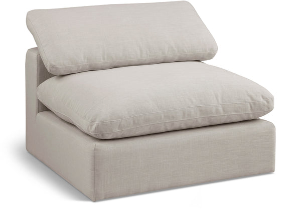 Comfy Beige Linen Textured Fabric Modular Armless Chair 187Beige-Armless Meridian Furniture