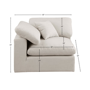 Comfy Beige Linen Textured Fabric Modular Corner Chair 187Beige-Corner Meridian Furniture