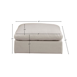 Comfy Beige Linen Textured Fabric Modular Ottoman 187Beige-Ott Meridian Furniture