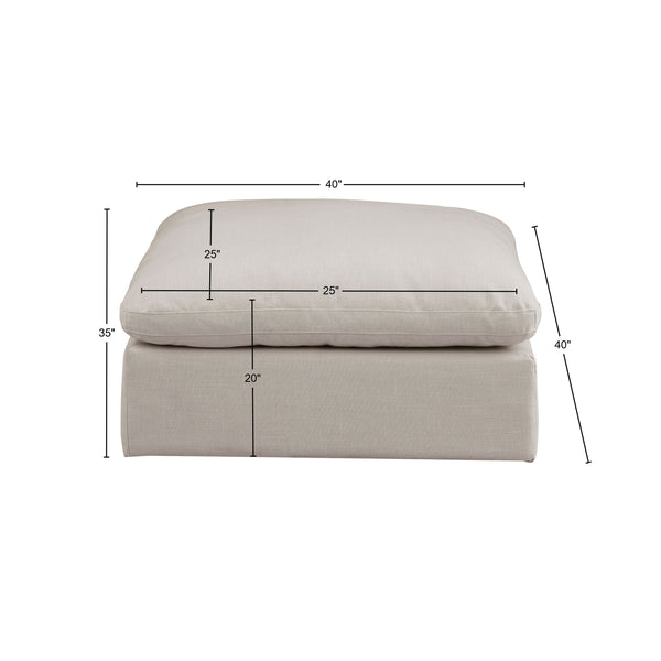 Comfy Beige Linen Textured Fabric Modular Ottoman 187Beige-Ott Meridian Furniture