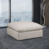 Comfy Beige Linen Textured Fabric Modular Ottoman 187Beige-Ott Meridian Furniture