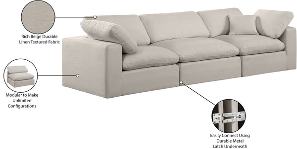 Comfy Beige Linen Textured Fabric Modular Sofa 187Beige-S119 Meridian Furniture