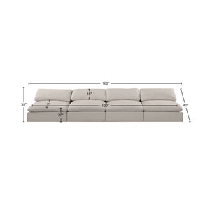Comfy Beige Linen Textured Fabric Modular Sofa 187Beige-S156 Meridian Furniture