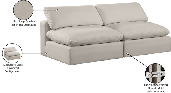 Comfy Beige Linen Textured Fabric Modular Sofa 187Beige-S78 Meridian Furniture
