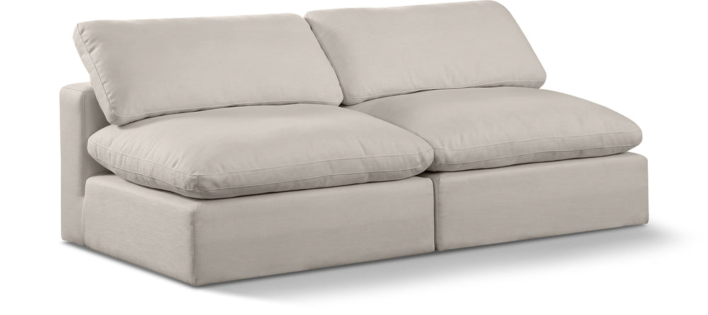 Comfy Beige Linen Textured Fabric Modular Sofa 187Beige-S78 Meridian Furniture