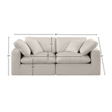 Comfy Beige Linen Textured Fabric Modular Sofa 187Beige-S80 Meridian Furniture