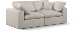 Comfy Beige Linen Textured Fabric Modular Sofa 187Beige-S80 Meridian Furniture