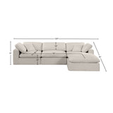 Comfy Beige Linen Textured Fabric Modular Sectional 187Beige-Sec4A Meridian Furniture