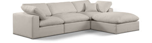 Comfy Beige Linen Textured Fabric Modular Sectional 187Beige-Sec4A Meridian Furniture