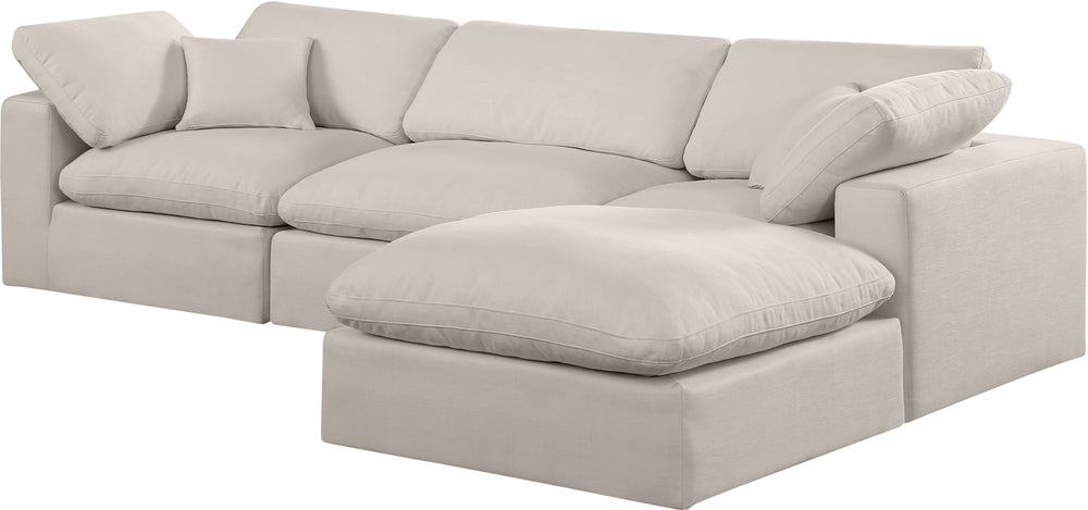 Comfy Beige Linen Textured Fabric Modular Sectional 187Beige-Sec4A Meridian Furniture
