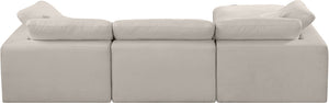 Comfy Beige Linen Textured Fabric Modular Sectional 187Beige-Sec4A Meridian Furniture