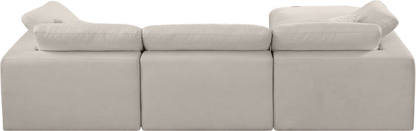 Comfy Beige Linen Textured Fabric Modular Sectional 187Beige-Sec4A Meridian Furniture