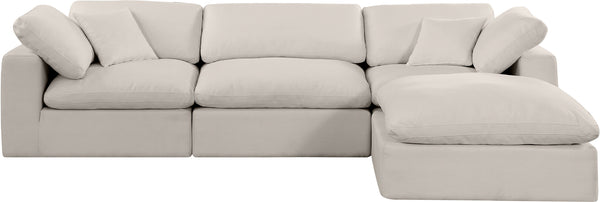 Comfy Beige Linen Textured Fabric Modular Sectional 187Beige-Sec4A Meridian Furniture