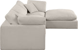 Comfy Beige Linen Textured Fabric Modular Sectional 187Beige-Sec4A Meridian Furniture