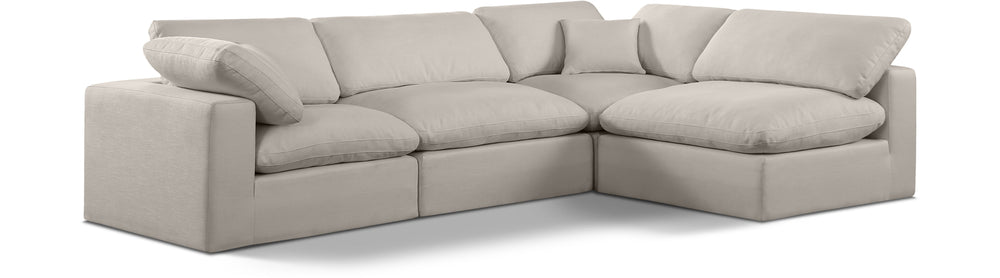 Comfy Beige Linen Textured Fabric Modular Sectional 187Beige-Sec4B Meridian Furniture