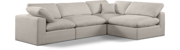 Comfy Beige Linen Textured Fabric Modular Sectional 187Beige-Sec4B Meridian Furniture