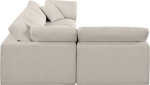Comfy Beige Linen Textured Fabric Modular Sectional 187Beige-Sec4B Meridian Furniture