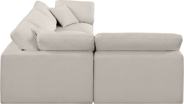 Comfy Beige Linen Textured Fabric Modular Sectional 187Beige-Sec4B Meridian Furniture