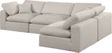 Comfy Beige Linen Textured Fabric Modular Sectional 187Beige-Sec4B Meridian Furniture