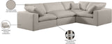 Comfy Beige Linen Textured Fabric Modular Sectional 187Beige-Sec4C Meridian Furniture