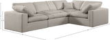 Comfy Beige Linen Textured Fabric Modular Sectional 187Beige-Sec4C Meridian Furniture