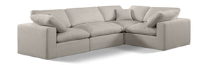 Comfy Beige Linen Textured Fabric Modular Sectional 187Beige-Sec4C Meridian Furniture