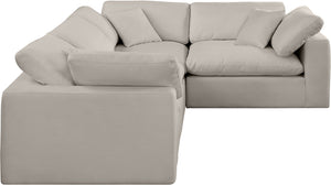 Comfy Beige Linen Textured Fabric Modular Sectional 187Beige-Sec4C Meridian Furniture
