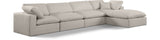 Comfy Beige Linen Textured Fabric Modular Sectional 187Beige-Sec5A Meridian Furniture