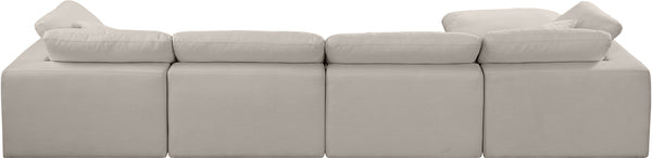 Comfy Beige Linen Textured Fabric Modular Sectional 187Beige-Sec5A Meridian Furniture