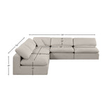 Comfy Beige Linen Textured Fabric Modular Sectional 187Beige-Sec5B Meridian Furniture