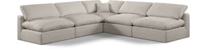 Comfy Beige Linen Textured Fabric Modular Sectional 187Beige-Sec5B Meridian Furniture