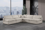 Comfy Beige Linen Textured Fabric Modular Sectional 187Beige-Sec5B Meridian Furniture