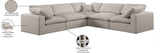 Comfy Beige Linen Textured Fabric Modular Sectional 187Beige-Sec5C Meridian Furniture