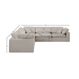 Comfy Beige Linen Textured Fabric Modular Sectional 187Beige-Sec5C Meridian Furniture