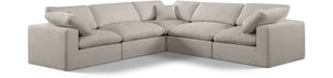 Comfy Beige Linen Textured Fabric Modular Sectional 187Beige-Sec5C Meridian Furniture