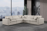 Comfy Beige Linen Textured Fabric Modular Sectional 187Beige-Sec5C Meridian Furniture