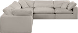 Comfy Beige Linen Textured Fabric Modular Sectional 187Beige-Sec5C Meridian Furniture