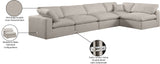 Comfy Beige Linen Textured Fabric Modular Sectional 187Beige-Sec5D Meridian Furniture