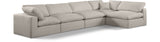 Comfy Beige Linen Textured Fabric Modular Sectional 187Beige-Sec5D Meridian Furniture