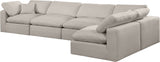 Comfy Beige Linen Textured Fabric Modular Sectional 187Beige-Sec5D Meridian Furniture